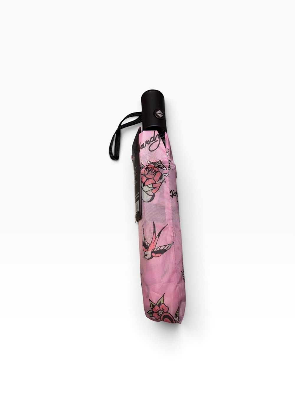 Ed Hardy Pink Floral & Tiger & Bird Tattoo Print Auto Open Umbrella With Cover